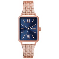 MINET Rosegold-modré dámské hodinky SIENA se rosegold ocelovým řemínkem