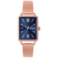 MINET Rosegold-modré dámské hodinky SIENA se rosegold ocelovým řemínkem
