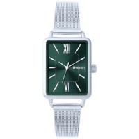 MINET Stříbrno-zelené dámské hodinky SIENA se stříbrným ocelovým řemínkem
