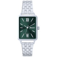 MINET Stříbrno-zelené dámské hodinky SIENA se stříbrným ocelovým řemínkem