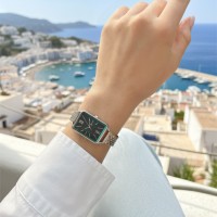 MINET Stříbrno-zelené dámské hodinky SIENA se stříbrným ocelovým řemínkem